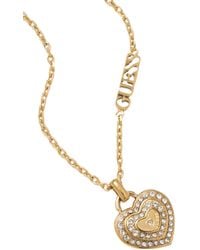 Guess - Crystal-Embellished Heart-Pendant Necklace - Lyst