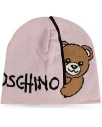 Moschino - Logo-Print Teddy Bear Beanie Hat - Lyst