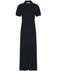 Another Tomorrow - Pique-Knit Button-Front Midi Dress - Lyst