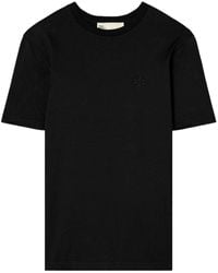 Tory Burch - Embroidered-logo Round-neck T-shirt - Lyst