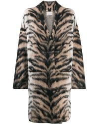 Laneus Oversized Tiger Pattern Coat - Multicolour