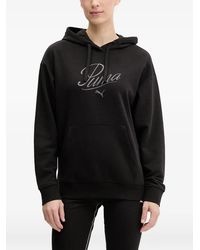 PUMA - Essentials Script Logo-Embroidered Drawstring Hoodie - Lyst