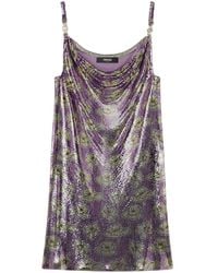 Versace - Embellished Floral-Print Chainmail Mini Dress - Lyst
