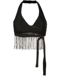 Amir Slama - Macramé-Hem V-Neck Top - Lyst