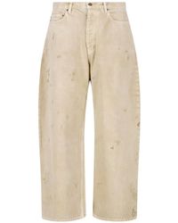 Balenciaga - Distressed Paint-Splatter Wide-Leg Jeans - Lyst