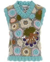 Ganni - Dreamy Floral Crochet Vest - Lyst