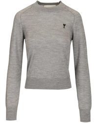 Ami Paris - Pullover Mit Logo-Stickerei - Lyst