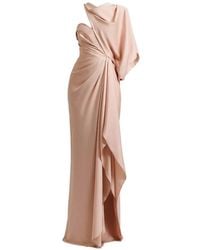 Gemy Maalouf - Asymmetrical Neckline Draped Maxi Dress - Lyst