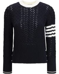 Thom Browne - Cable Pointelle Stitch Classic Pullover - Lyst