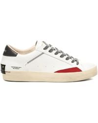 Crime London - Distressed Leather-Panelled Stitching Sneakers - Lyst