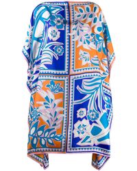 Emilio Pucci Kaftan Met Bloemenprint - Blauw