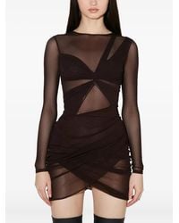 MISBHV - Mini-Jurk Met Gedraaide Voorkant En Mesh - Lyst
