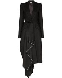 Alexander McQueen Asymmetrischer Mantel Aus Wollflanell - Grau
