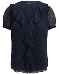 Ralph Lauren - Blouse Volantée À Col V - Lyst