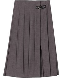 Maje - Pleated Buckled Midi Skirt - Lyst