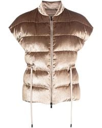 Peserico - Velvet-Effect Padded Gilet - Lyst