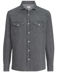 Brunello Cucinelli - Lightweight Denim Easy-Fit Western Shirt - Lyst