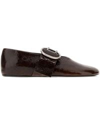 Jil Sander - Buckle-Detail Leather Ballerina Flats - Lyst