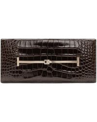 Tom Ford - Tumbled Printed Crocodile-Leather Arc Clutch - Lyst