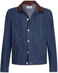 Brunello Cucinelli - Chaqueta Vaquera Con Cuello De Piel - Lyst
