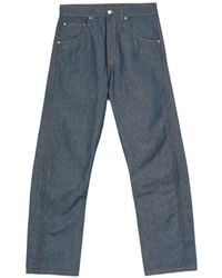 Moschino - Contrast-Stitching Logo-Patch Jeans - Lyst