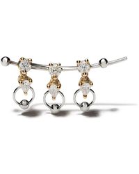 Delfina Delettrez - 18kt White And Yellow Gold Two In One Diamond Earring - Lyst