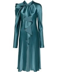 Alberta Ferretti - Ruffle-Detail Satin Dress - Lyst