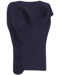 Issey Miyake - Asymmetric Ribbed-Knit Top - Lyst