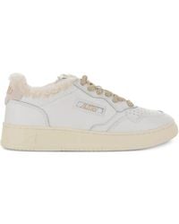 Autry - Medalist Shearling-Trimmed Leather Sneakers - Lyst