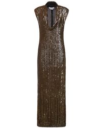 Genny - Maxi Sequin-Embellished Cowl-Neck Dress - Lyst