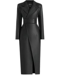 Manière De Voir - Manteau Asymétrique Esma En Cuir Avec Ceinture - Lyst
