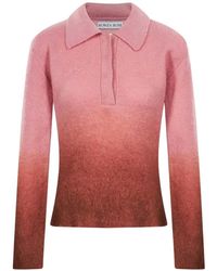 ROWEN ROSE - Ombré-Effect Long Sleeve Polo Shirt - Lyst