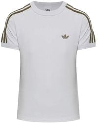 adidas - Logo-Embroidered Stripe-Detail T-Shirt - Lyst