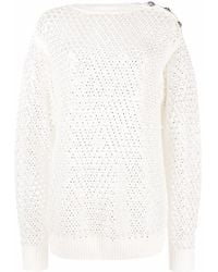 Philipp Plein - Pointelle-knit Crystal-embellished Jumper - Lyst