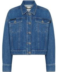 Philipp Plein - Denim Cropped Jacket Crystal Fringes - Lyst