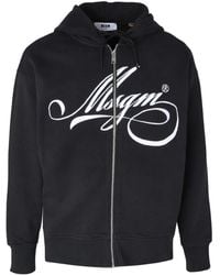 MSGM - Zip Hooded Sweater - Lyst