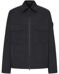Stone Island - Logo-Patch Zip-Up Shirt Jacket - Lyst