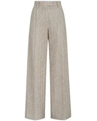 Brunello Cucinelli - Dazzling Chevron-Embroidery Loose-Pleated Trousers - Lyst