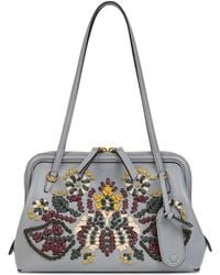 Etro - Small Leather Doc Shoulder Bag With Embroidery - Lyst