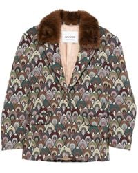 Ava Adore - Faux-Fur-Collar Patterned Coat - Lyst