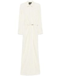 Dondup - Pinstripe-Print Draped Maxi Gown - Lyst