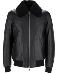 Moose Knuckles - Veste En Cuir À Col Lainé - Lyst