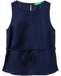 Benetton - Sleeveless Belted Blouse - Lyst