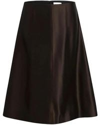 KHAITE - Nania Twill Midi Skirt - Lyst