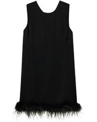 Twinset - Feather-Detail Satin-Finish Mini Dress - Lyst