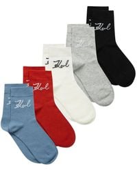 KARL LAGERFELD - Ribbed-Cuffs Socks (Set Of Five) - Lyst