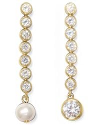 Completedworks - Zirconia And Pearl Asymmetric Drop Earrings - Lyst