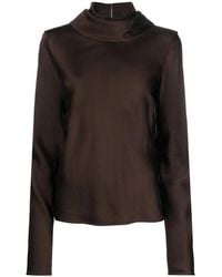 Jil Sander - Draped-Neck Long-Sleeve Blouse - Lyst