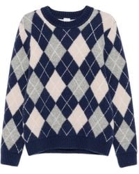 Eleventy - Long-Sleeve Argyle-Knit Sweater - Lyst
