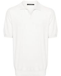 Tagliatore - Rippstrick-Poloshirt mit offenem Kragen - Lyst
